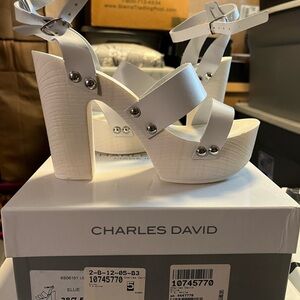 Charles David White Platform Shoes with Chunky Sole